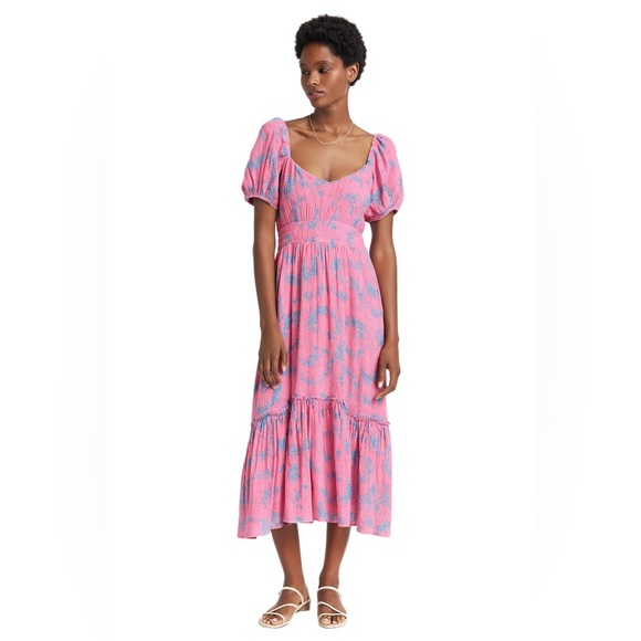 LOVESHACKFANCY Hot Pink Floral Angie Maxi Dress Puff Sleeve Feminine size 4 - Picture 13 of 13